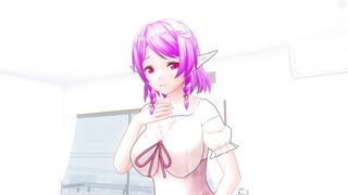 3D HENTAI Cute elf masturbates on the bed