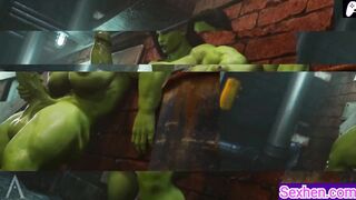 (4K) She Hulk Futa massage and masturbate his big green penis to cum |3D Hentai Animations|P130