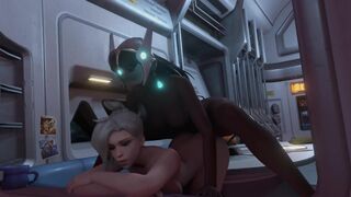 Overwatch Parody - Futa Symmetra fucks Mercy on Dropship