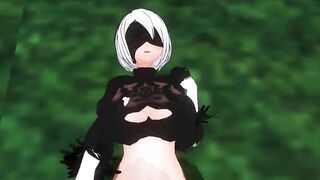 3D HENTAI POV 2B squirts on your cock