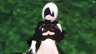 3D HENTAI POV 2B squirts on your cock