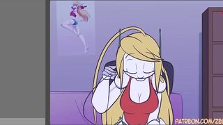 Cute hentai blonde plays with pussy (2D animation)