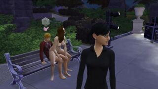 Porn at the disco on the bench. Threesome gangbang | Porno Game 3d, cartoon porn games