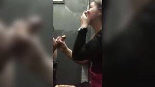 Hot Babe ​m​et​ at ​Me​tFuc​k Co​m Give Blowjob in Public Toilet