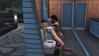 Lesbian Sex in the Toilet of the City Library | Porn Cartoon