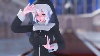 Mmd R18 Haku the Nun with Silver Hair Pussy Masturbate Fap Challenge