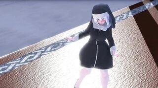 Mmd R18 Haku the Nun with Silver Hair Pussy Masturbate Fap Challenge