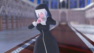 Mmd R18 Haku the Nun with Silver Hair Pussy Masturbate Fap Challenge