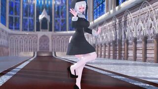 Mmd R18 Haku the Nun with Silver Hair Pussy Masturbate Fap Challenge