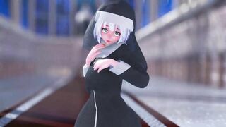 Mmd R18 Haku the Nun with Silver Hair Pussy Masturbate Fap Challenge