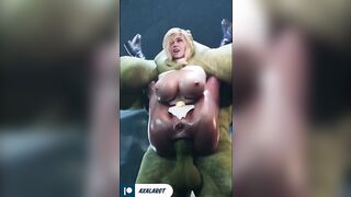 Powergirl and Hulk Hard Fuck with Huge Dick Until Cum