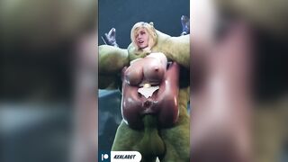 Powergirl and Hulk Hard Fuck with Huge Dick Until Cum