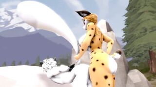 Furry Futa x Femboy rough anal creampie