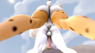 Furry Futa x Femboy rough anal creampie