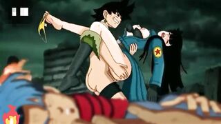 Goku black pounds Mai after defeating Trunks!