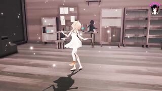 Cute Teen In White Dress Dancing (3D HENTAI)