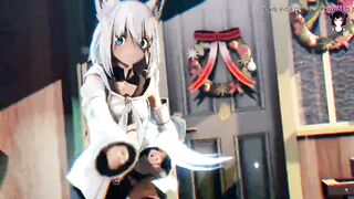 Cute White Cat Girl Dancing + Gradual Undressing