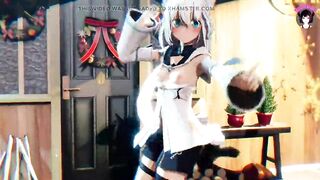 Cute White Cat Girl Dancing + Gradual Undressing