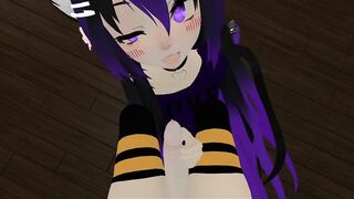 VRChat Lewd Kitty gives Blowjob and Handjob (re-upload)