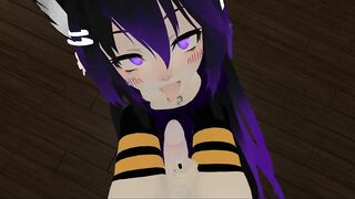 VRChat Lewd Kitty gives Blowjob and Handjob (re-upload)