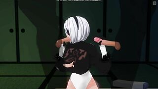 3D HENTAI 2B Jerks off her Friends