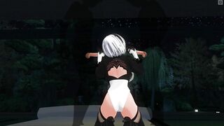 3D HENTAI 2B Jerks off her Friends