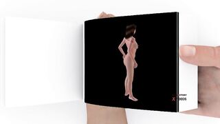 Flipbook animation of a cute girl posing sexy pose