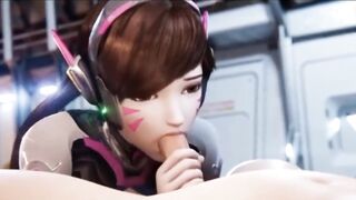 Overwatch Dva enjoying cocks