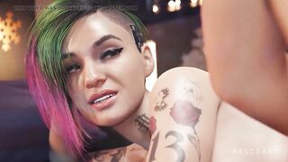 short haired girl fuck with fluorescent big dildo and squirt