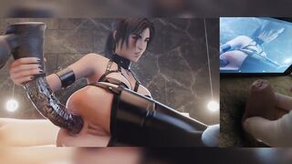 Lara Croft using Huge Anal Dildo Cartoon