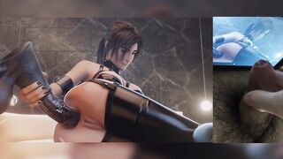 Lara Croft using Huge Anal Dildo Cartoon