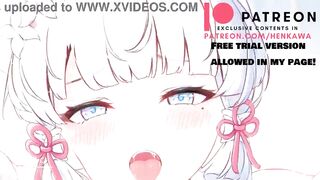 White haired big titty cutie Gets fucked breast grabbed! -4k hentai 60fps
