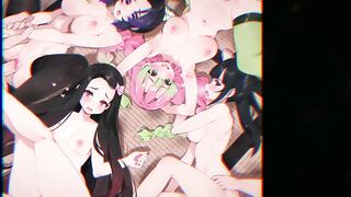 Demon Slayer Girls At Orgy Party!