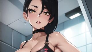 Anime Brunette with Big Boobs Compilation