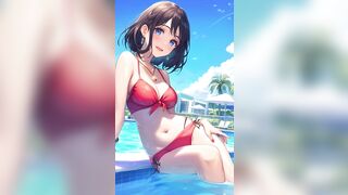 ASMR Sloppy Blobjob and Manga Girls in Bikinis