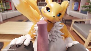 Furry stepmother Renamon having sex with big cock