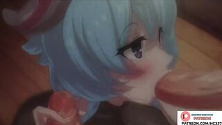 EULA SERVES MANY DICKS IN TAVERN AND GETTING CUM ON FACE | GENSHIN IMPACT HENTAI ANIMATION 60FPS
