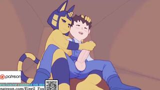 Hot Ankha made a worker Cumming a lot - Ankha Furry Hentai 4K