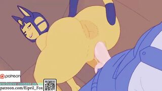 Hot Ankha made a worker Cumming a lot - Ankha Furry Hentai 4K