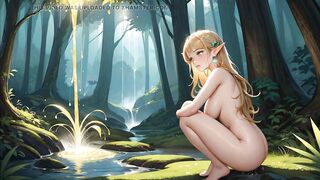 Nude Elf Girl Having Fun in the River