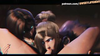 OVERWATCH - Double Blowjob Ends With Lots of Hot Cum!