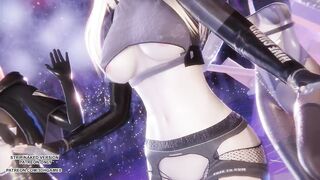 [MMD] (G)I-DLE - Queencard Ahri Akali Seraphine Sexy Kpop Dance League of Legends Uncensored Hentai