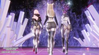 [MMD] (G)I-DLE - Queencard Ahri Akali Seraphine Sexy Kpop Dance League of Legends Uncensored Hentai