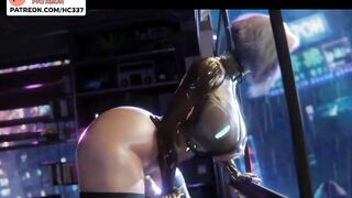 FUTANARI CYBERPUNK CUMSHOOT IN THE WINDOW | FUTA HENTAI ANIMATION ANIMATION 4K 60FPS