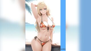 Sexy Blonde Pic in Bikini with nice end - Cartoon Pic