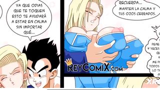 Android 18 es follada por Gohan ,monta su enorme polla y le acaba adentro