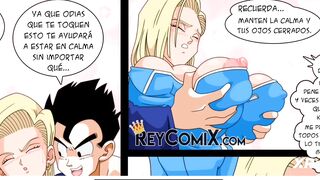 Android 18 es follada por Gohan ,monta su enorme polla y le acaba adentro