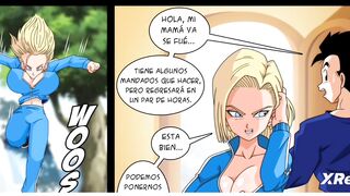 Android 18 es follada por Gohan ,monta su enorme polla y le acaba adentro