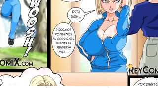 Android 18 es follada por Gohan ,monta su enorme polla y le acaba adentro