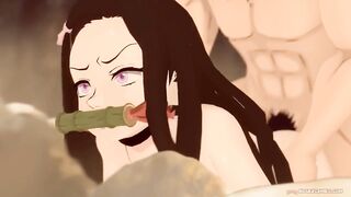 Demon Slayer hentai Nezuko anal creampied by Inosuke 3D animation